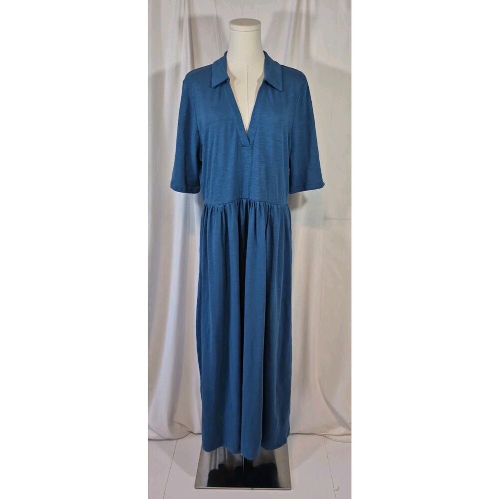 Boden Aria Collared Blue Cotton Midi Dress US 12 - Picture 2 of 11